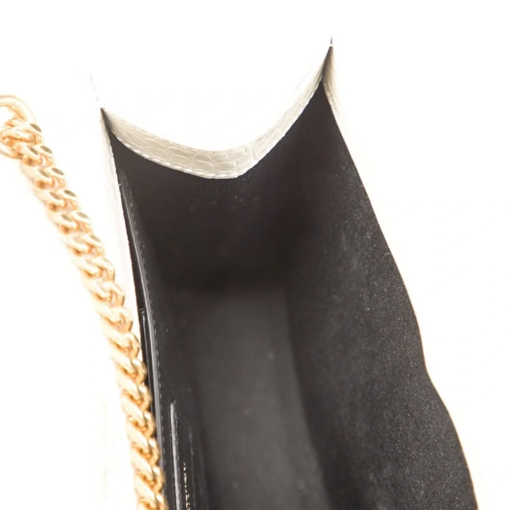 YSL Kate Small White Off Embossed Leather Flap Crossbody Bag Tassel Gold Chain - Picture 5 of 9
